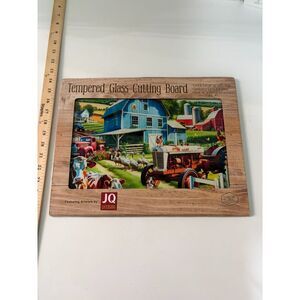 12x15" tempered glass cutting board - farm scene